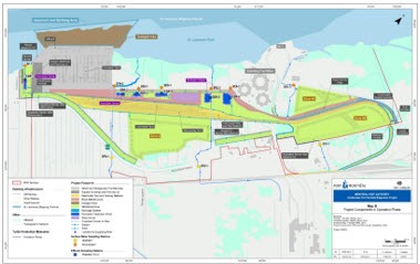 A map of the of the Contrecouer Terminal Container Project on the Port of Montreal in Contrecoeur, Quebec
